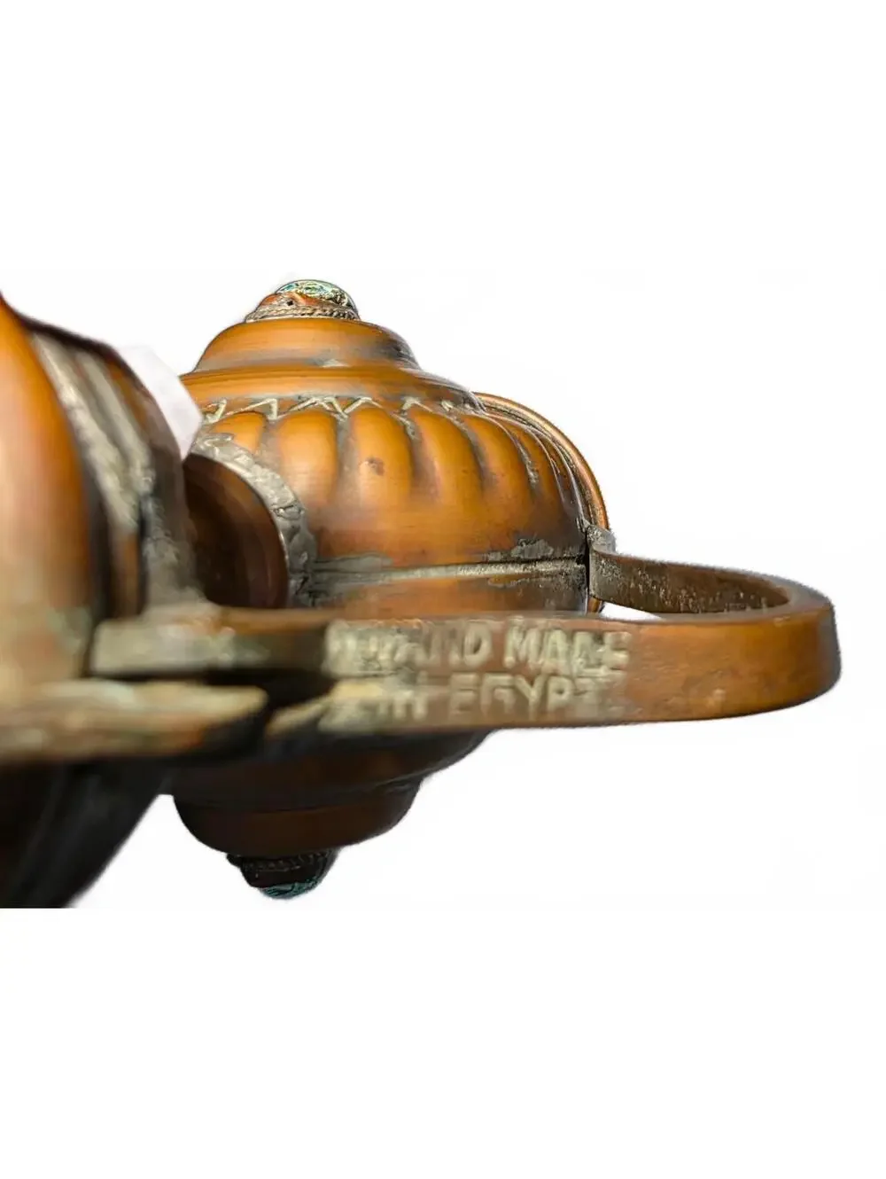 Vintage Egyptian Copper Scarab Coffee Pot Handmade Ewer 7.75 Inch